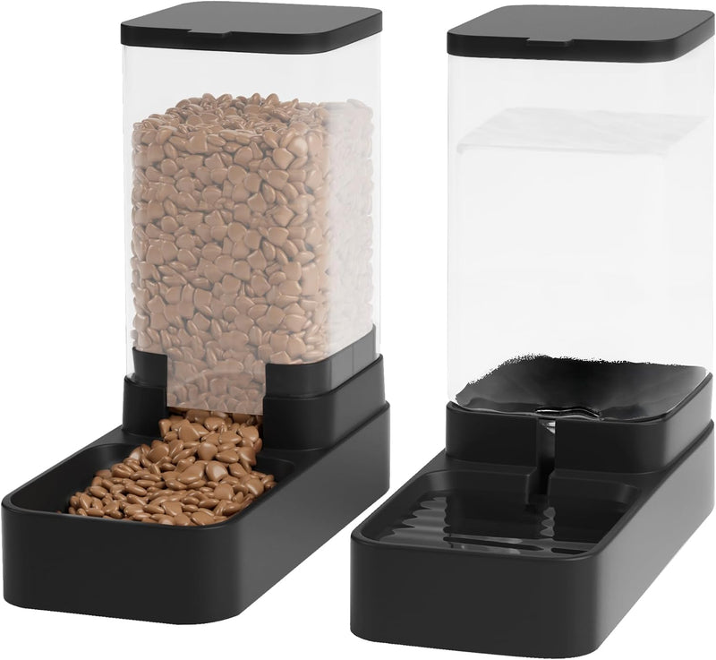 Automatic Cat Feeder and Water Dispenser in Set with Pet Food Bowl,Gravity Dog Waterer and Food Feeder for Small Medium