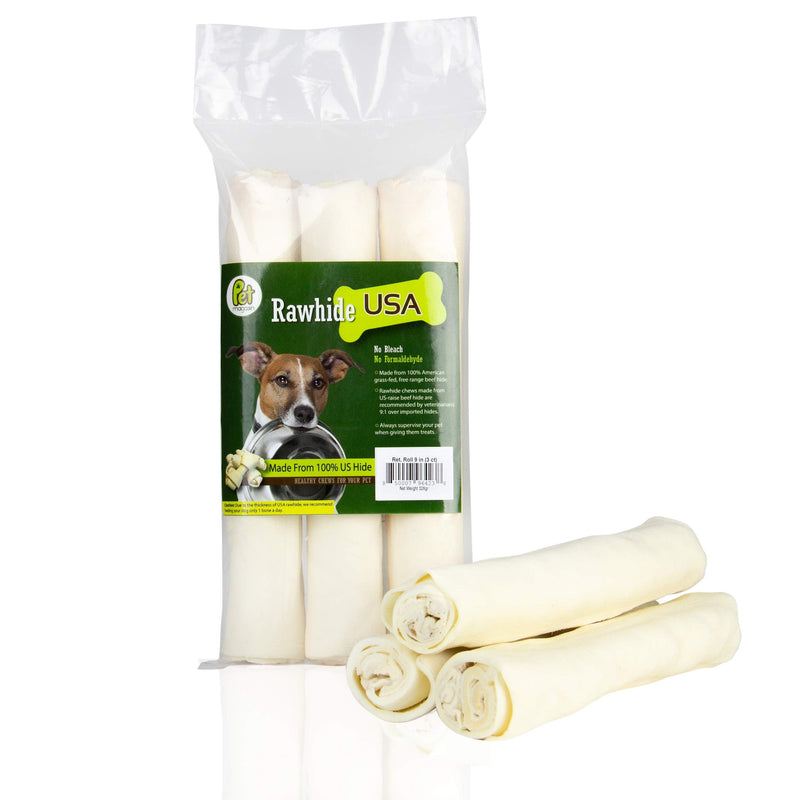 PET MAGASIN Rawhide Large Thick Rolls 9 to 10 inches Long-Lasting Chew Treat Toy for Medium and Large Dogs, Made in Registered Facility