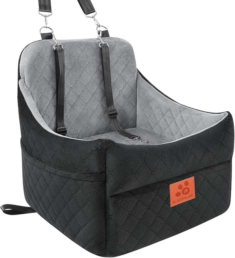GL GLENSLAVE Dog Car Seat for Small/Medium Dogs, Dog Booster Car Seats with Thick Cushion for Dogs Under 35lbs, Detachab