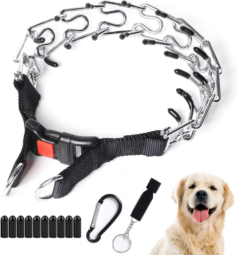 Dog Prong Collar, Walking Training Collar for Small Medium Large Dogs with Quick Release Buckle, Adjustable Pinch Collar