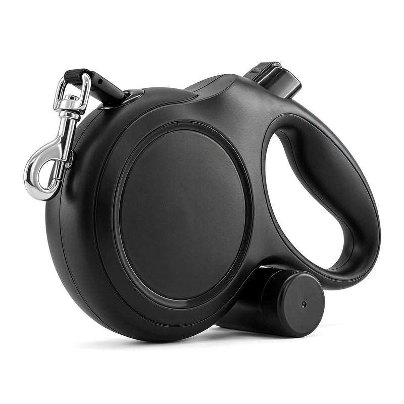 TailyWags 26ft Retractable Dog Leash for Large Dogs up to 110 lbs, with Waste Bag Dispenser, 8m Durable Strong Nylon Tape, 360° Tangle-Free, One-Handed Brake&Lock, Anti-Slip ABS Handle (26FT-Black)