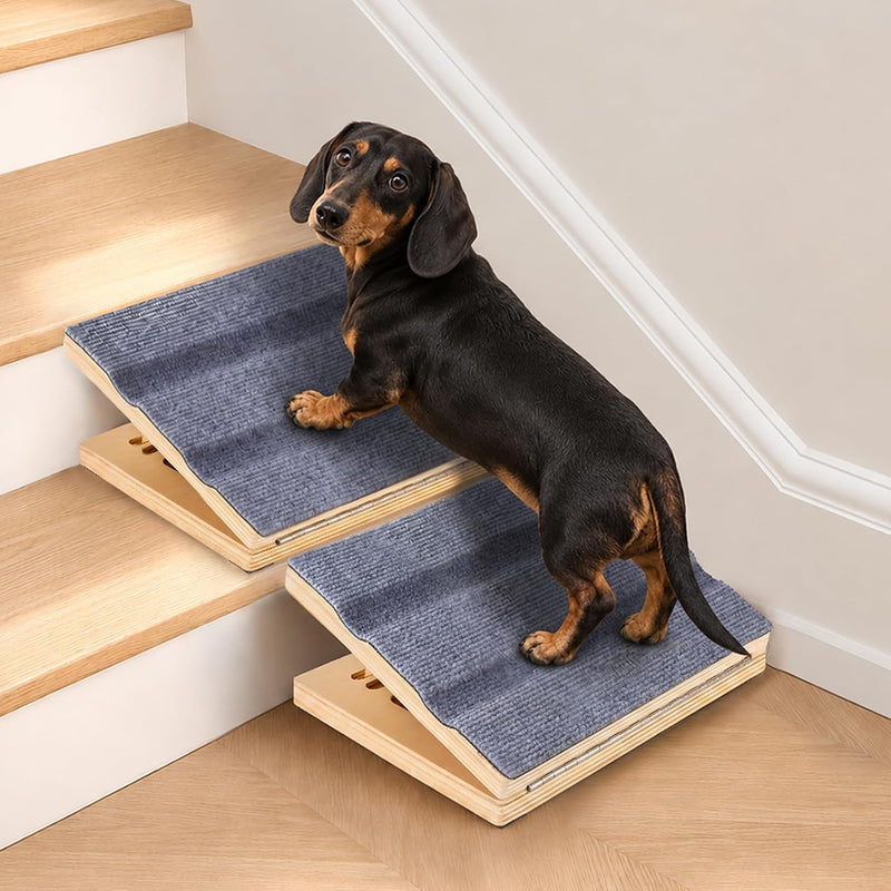 Adjustable Dog Ramp for Stairs, Non-Slip Pet Steps for Small Dogs (2 Pack)