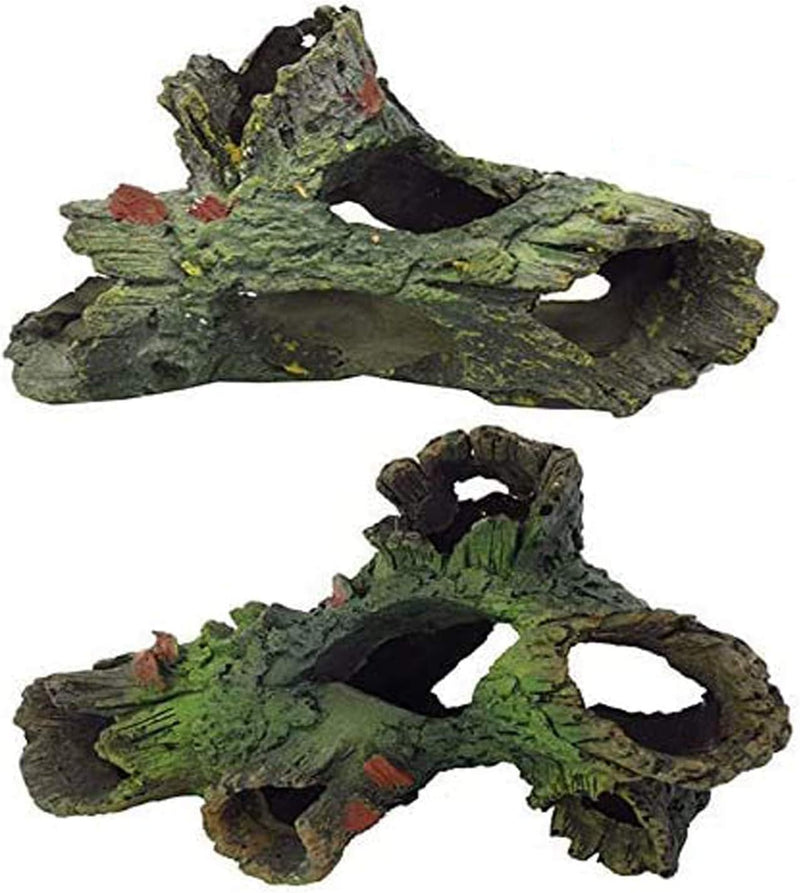 Tfwadmx Decaying Trunk Aquarium Ornament, Betta Fish Hideout - Small Resin Aquarium Decoration Log with Holes & Caves