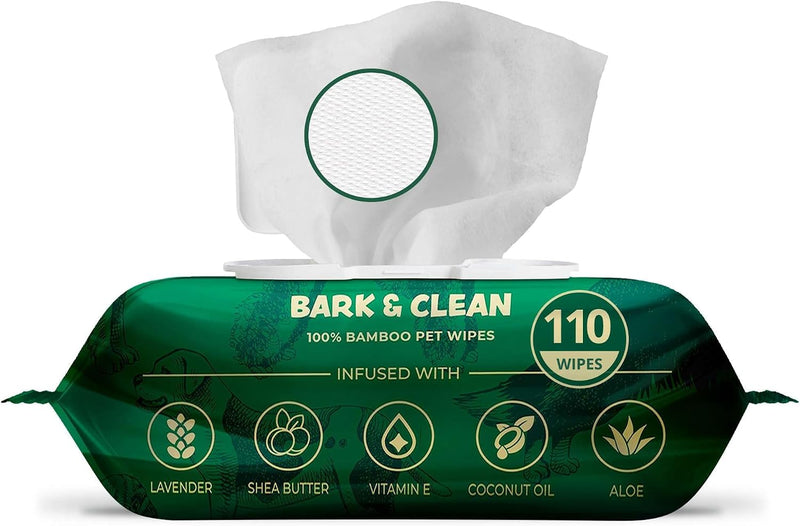 Bark & Clean Bamboo Dog Wipes for Cleaning & Deodorizing - 8.5