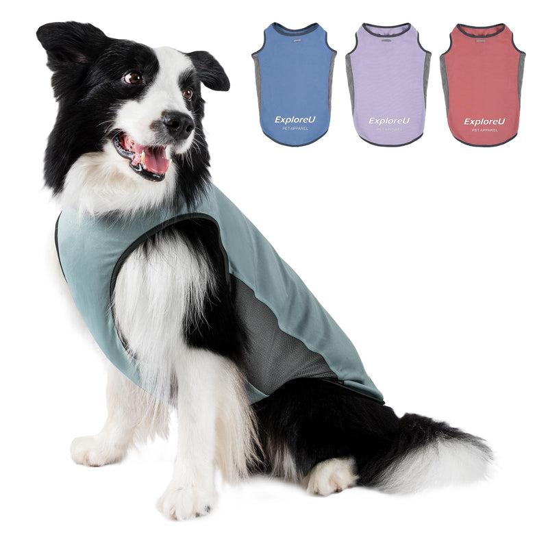 ExploreU Dog Shirt, Cooling Vest Lightweight Breathable, Dog T-Shirts All-Season UV Protection Pet Clothes Quick Dry Soft Stretchy Pet Shirt Vest For Small Medium Large Dogs (Misty Glade 1PC, X-Large)