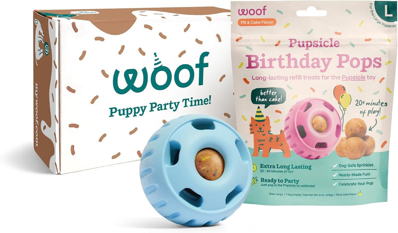 WOOF Pupsicle Party Pack - Large Blue Pupsicle + Large Birthday Pops Bundle