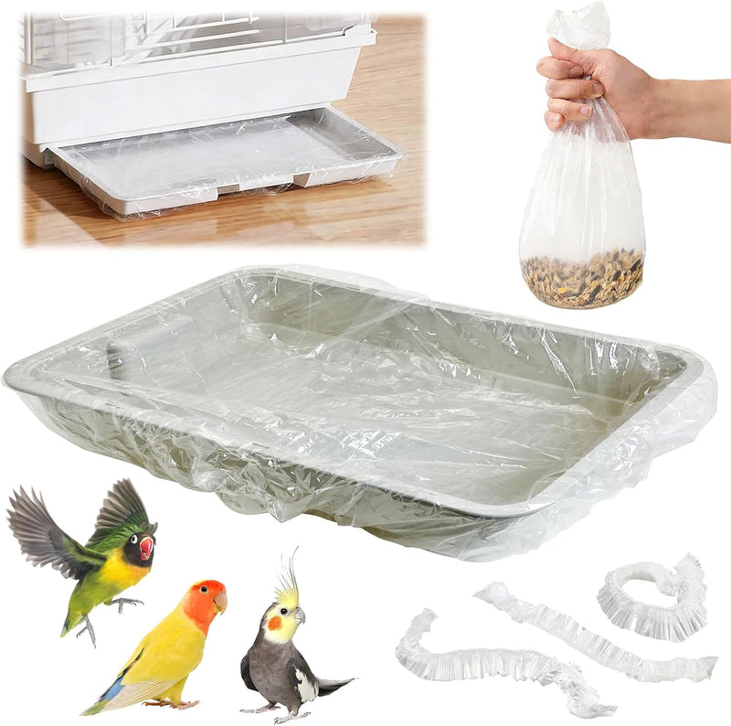 Tfwadmx 50 PCS Disposable Bird Cage Liner Bags 34'' x 22'' Plastic Parakeet Cage Tray Liners Oversized Plastic Tray Cove