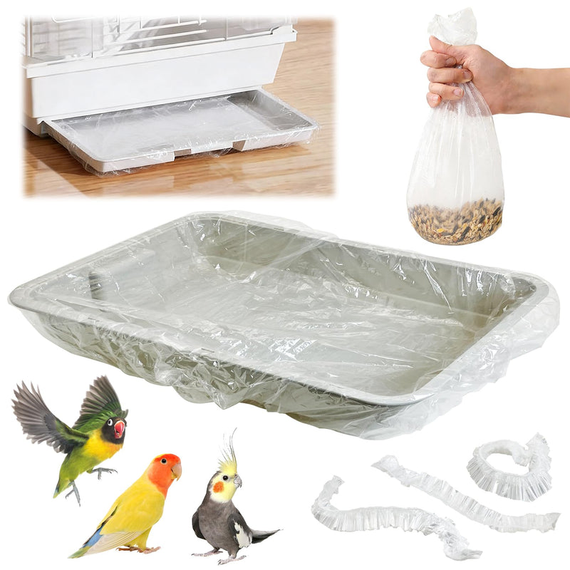 Tfwadmx 20 PCS Disposable Bird Cage Liner Bags 34'' x 22'' Plastic Parakeet Cage Tray Liners Oversized Plastic Tray Covers for Birdcage Parrots Cockatiels