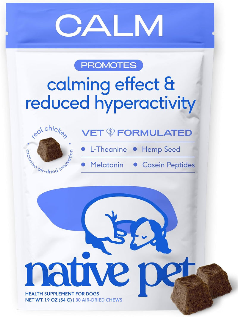Native Pet Calming Chews for Dogs - Promotes Calming Effect, Supports Emotional Balance & Reduces Hyperactivity - Hemp S