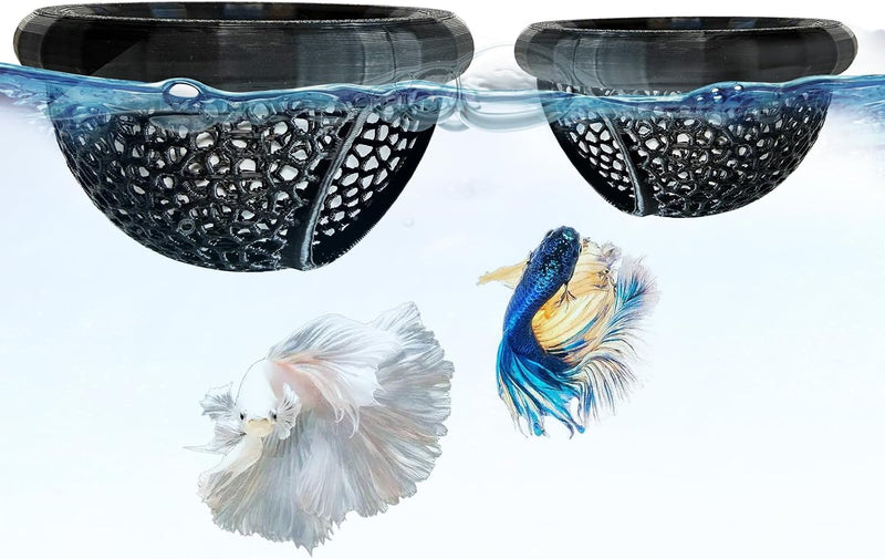 2 PCS Floating Betta Hammock,Betta Fish Tank Accessories, 3D Printed Aquarium Decor Floating Betta Hide with Feeding Rin
