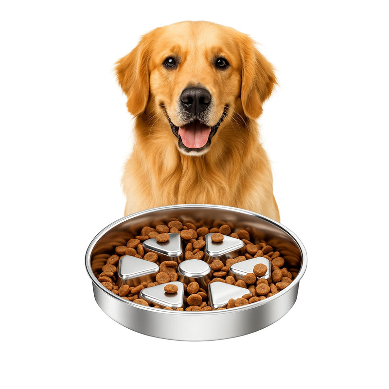 Kactoily 304 Stainless Steel Slow Feeder Dog Bowl, 2.5 Cups Non-Slip Pet Bowl, Raised Design for Slow Eating & Digestive Health - Perfect for Medium Large Dogs