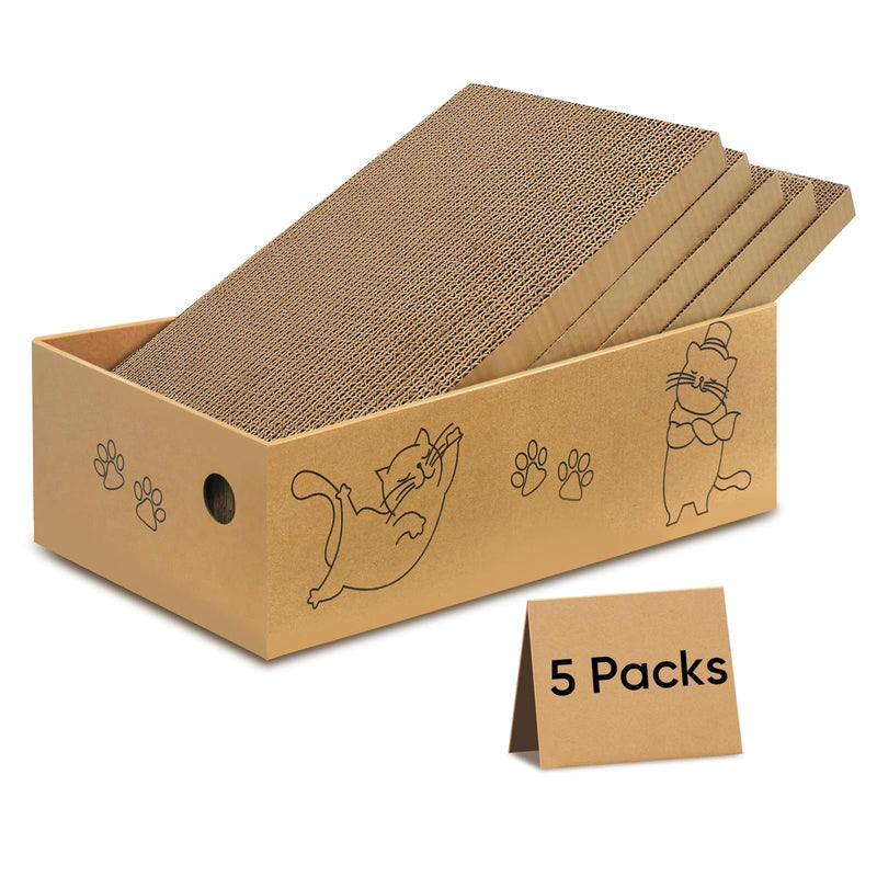 AGYM Cat Scratcher, 5 Packs in 1 Cardboard Box Cat Scratching Pad for Indoor Cats and Kitten, Cat Scratch Pad to Protect Furniture, Large Size
