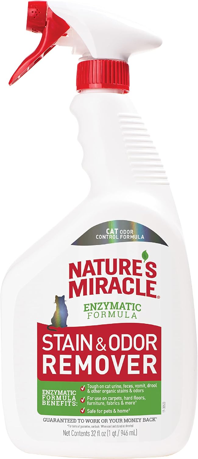 Nature's Miracle Cat Stain and Odor Remover With New Odor Control Formula 32 Ounce Spray