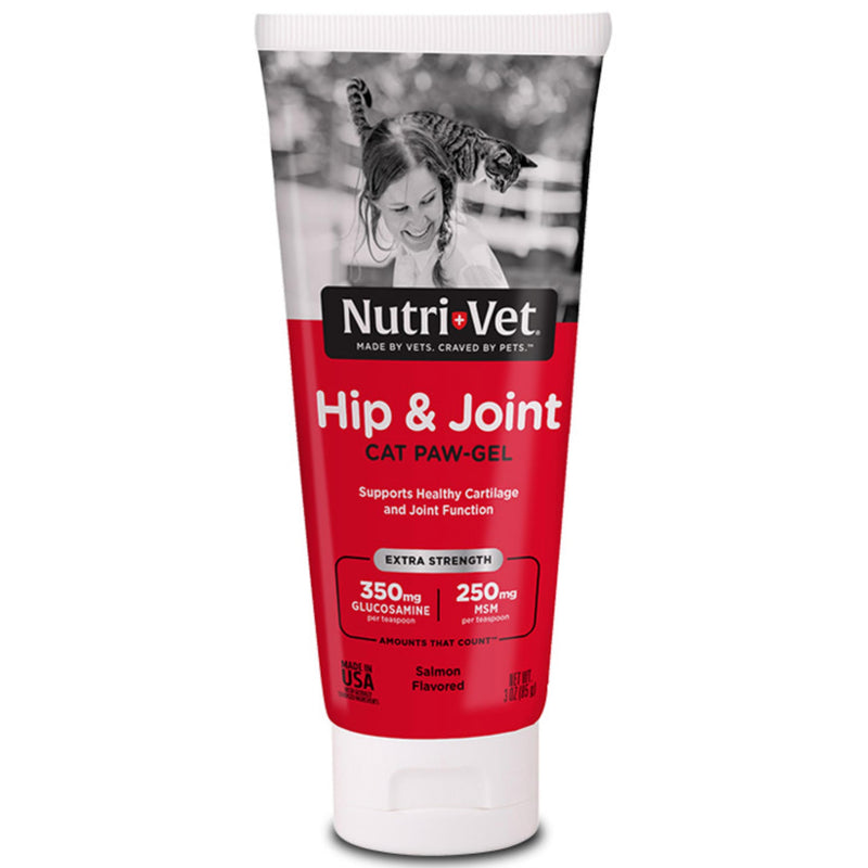 Nutri-Vet Hip & Joint Paw Gel, Cat Joint Care, Pet Supplement with Glucosamine, MSM, Chondroitin, Pain Relief and Hip Support, Salmon Flavor, Easy Cat Care Essential, Pet Supply, 3 oz