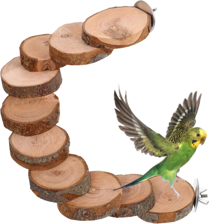 Balacoo Parrot Ladder, Bird Platform Perch, Hamster Platform, Parakeet Cage Toy, Bird Cage Natural Wood Ladder, Standing