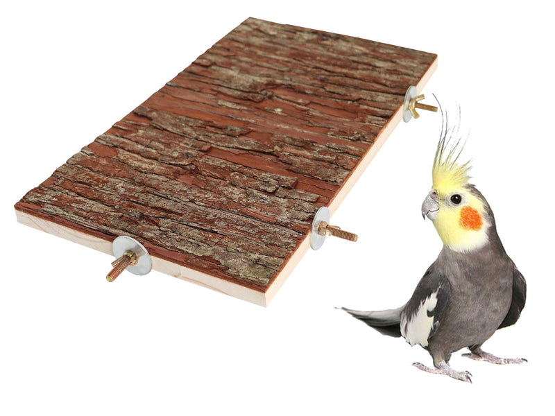 13.6 × 7.9 inch Large Bird Perch Stand Platform, Natural Wooden Small Animals Cage Accessories, Rectangle Stand Perch Shelf for Parrot Parakeet Cockatiel Rat Hamster Guinea Pig Conures Chinchillas