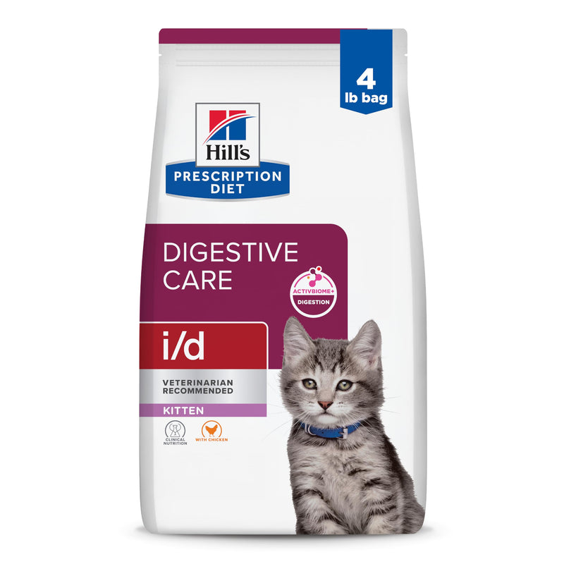 Hill's Prescription Diet i/d Digestive Care Kitten Dry Cat Food, Chicken, 4 lb. Bag