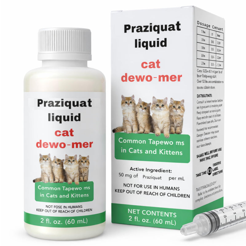 lvermect Liquid for Cats, Praziquat Dewomax, Kitten Gut Health, Promotes Immune & Digestive Support - 2oz, 60ml with 1ml Dropper