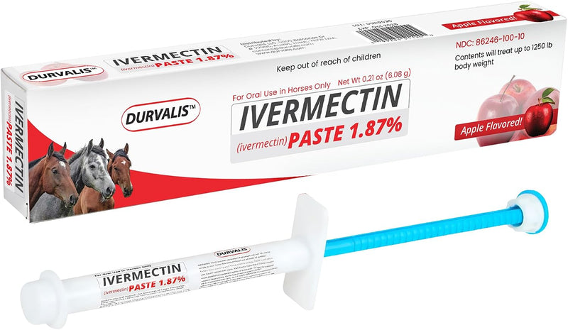 Ivermectin Horse Paste 1.87% Dewormer, Apple Flavored, 6.08g Syringe