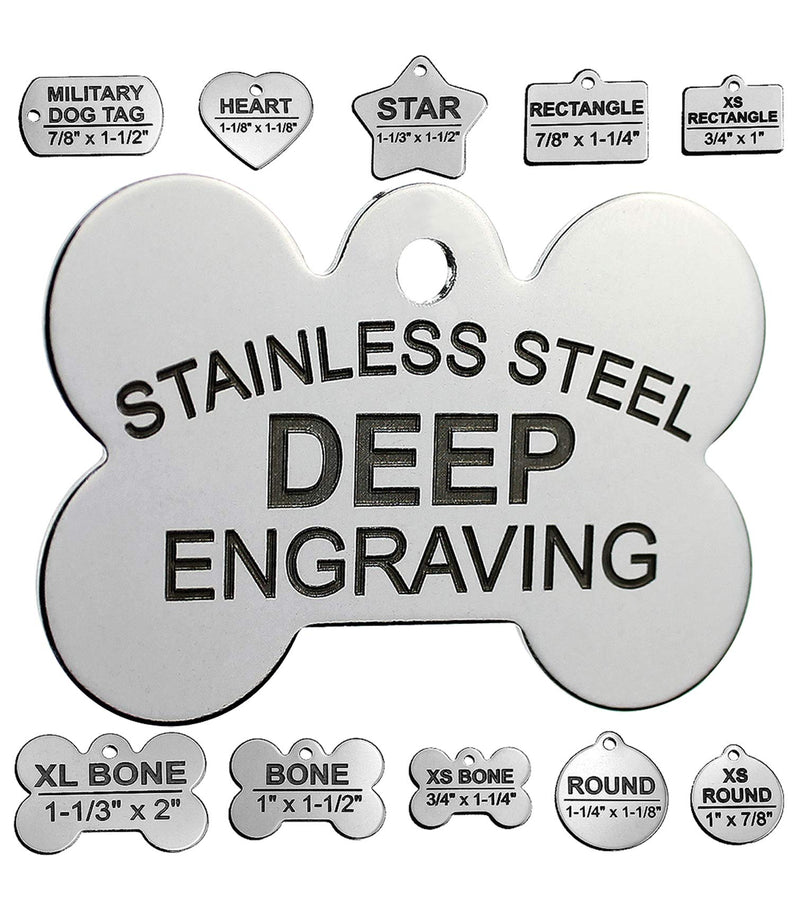 Pawsitively Pet Tags DEEP Engraved Premium Dog & Cat ID Tag – Personalized, Stainless Steel, Long-Lasting Durability - Bone 1
