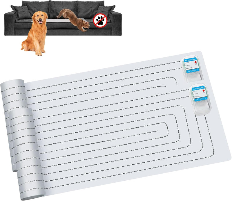 SEERWAY Scat Pet Shock Mat 2 Pieces, Shock Pads for Dogs and Cats Training Indoor, Electric Repellent Mat Keeps Pets Off