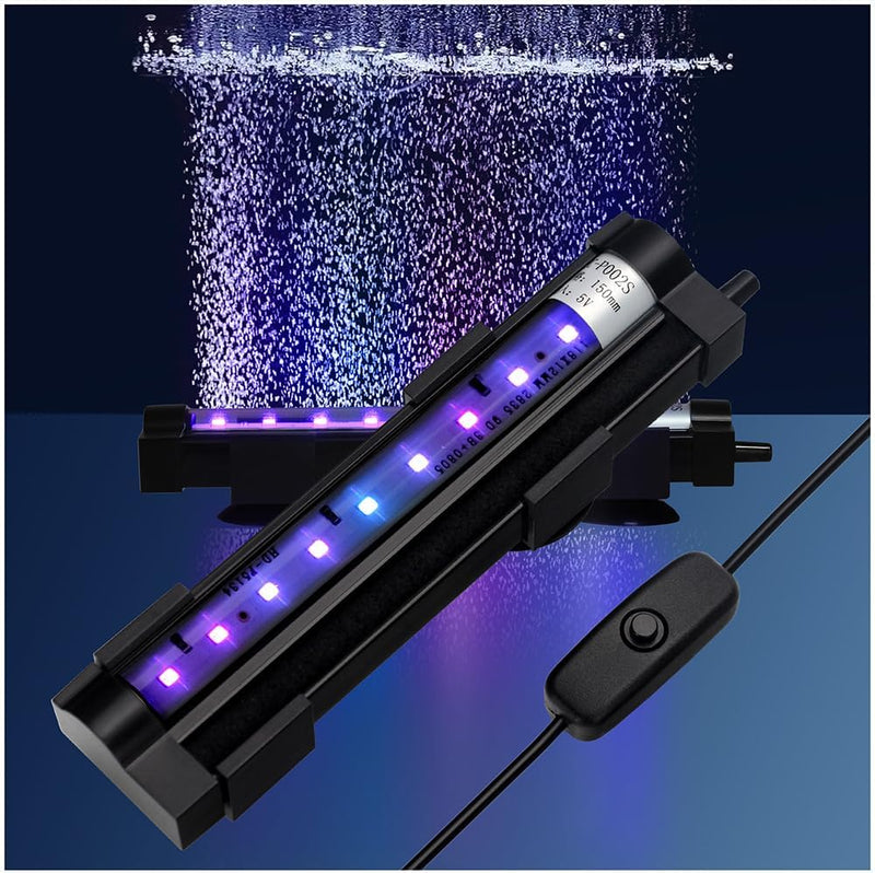DaToo Submersible Aquarium Light 6Inch Fish Tank Light Bubbler Wall with Air Bubble Hole IP68 Waterproof Color Changing