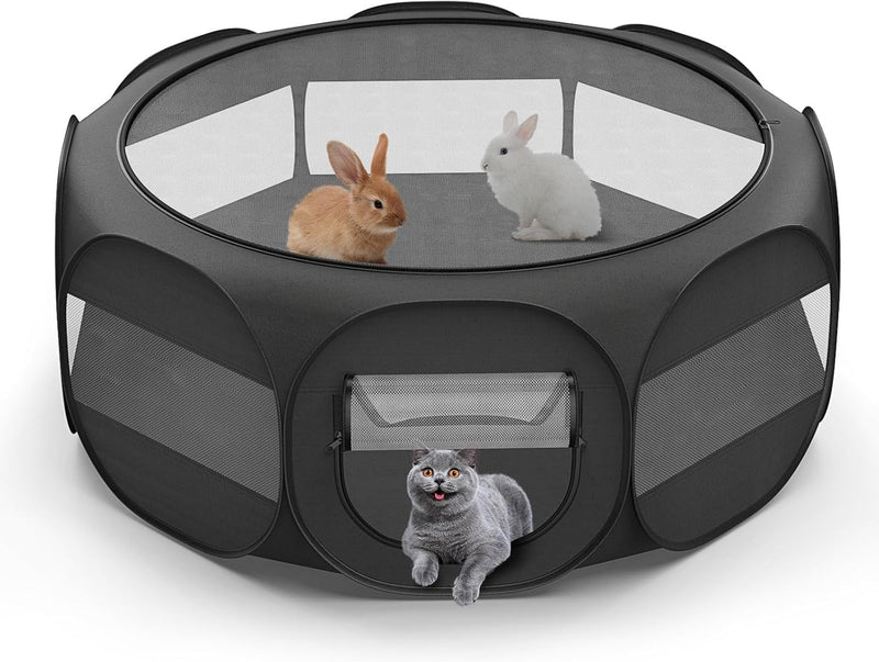 VavoPaw Small Animal Playpen, Chicken Brooder Box with Cover Top, Black