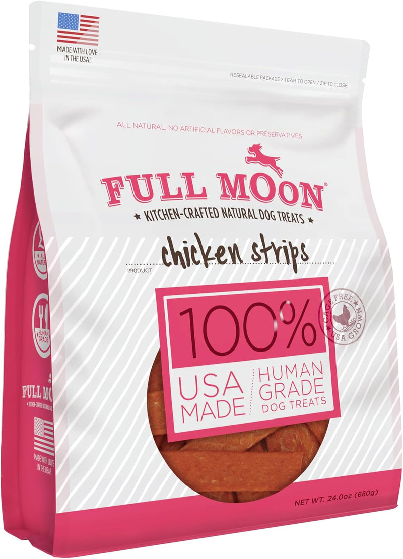 Full Moon Chicken Strips Healthy All Natural Dog Treats Human Grade Made in USA Grain Free 12 oz