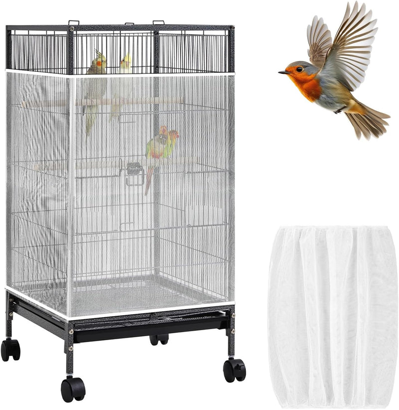 Bird Cage Seed Catcher Stretchy Mesh Skirt for Parrot Cages