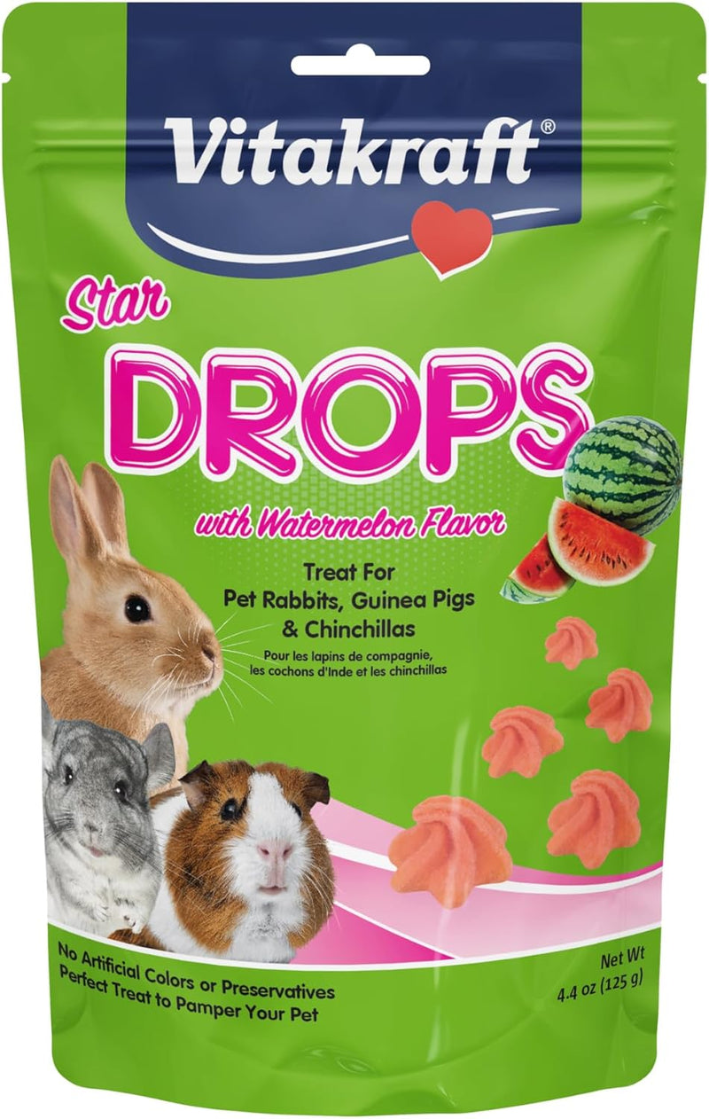Vitakraft Drops Rabbit Guinea Pig Hamster Treats Watermelon Flavor 4.4 Ounce Bag Delicious Yogurt Enriched Drops with Fr
