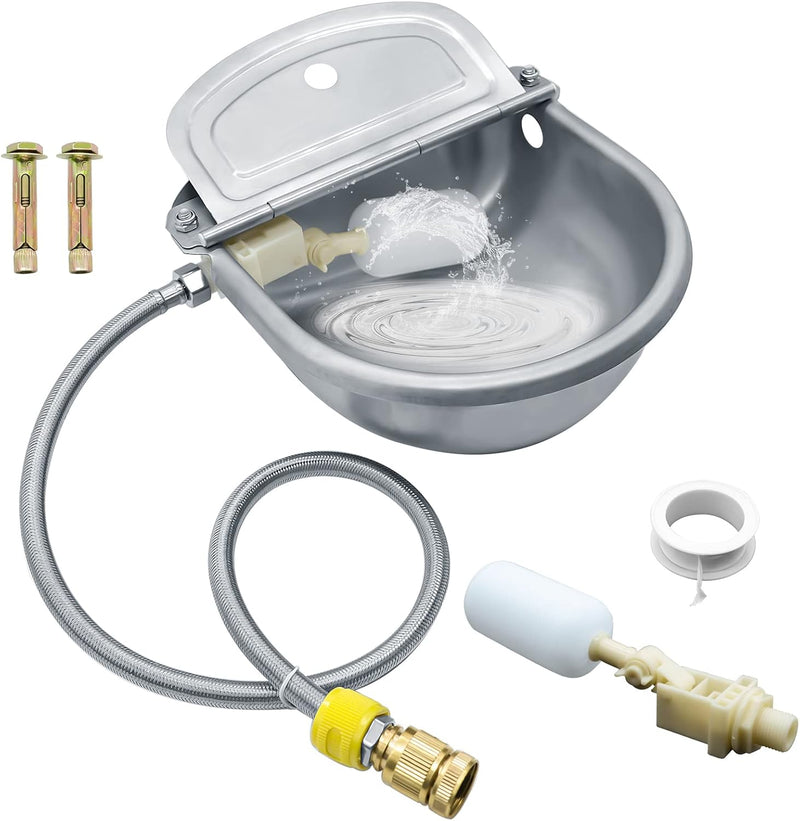 Automatic Animal Drinking Water Bowl, 304 Stainless Steel Waterer for Dog Horse Goat Pig Cow, Livestock Water Trough Dis