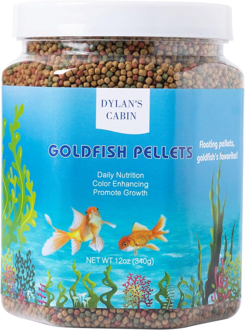 Dylan's cabin Floating Goldfish Food Pellets 12oz - Pond Fish Food Growth Formula with Krill Spirulina Color Enhancing f