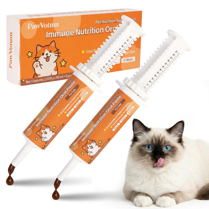 Pawvotum Cat Multivitamin Supplement, Cat Immune Support Supplement, Supports Immune System and Eye Health, Promotes Healthy Skin and Coat, Contains Multiple Vitamins and Taurine, 2 Pack