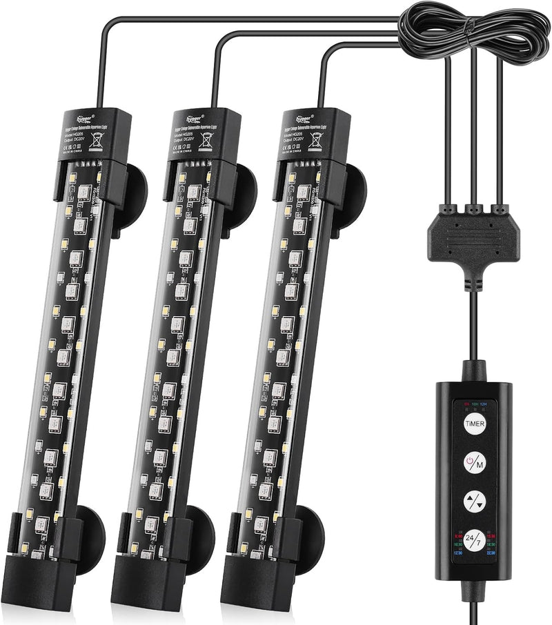 hygger Dual-Channel Controller Submersible Aquarium LED Light, 24/7 Mode Full Spectrum Hidden Fish Tank Light with 3 Row