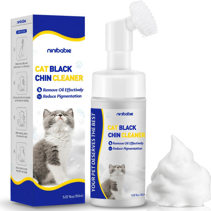 Ninibabie Cat Black Seed Cleaner,Remove Chin Blackheads,Cat Chin Grooming Wash,2-in-1 Wash and Brush for Stubborn Dirt,Cruelty-Free and Freshness 5.07 fl.oz