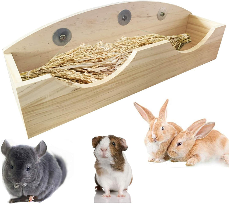 Hamiledyi Rabbit Hay Feeder, Bunny Hay Feeder Rack,Bunny Food Manger Wooden Hay Manger Rack Rabbit Hay Holder Feeders Gr