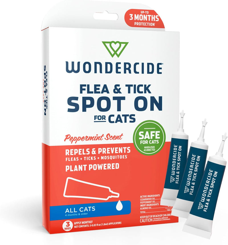 Wondercide - Flea Tick & Mosquito Cat Spot On - 3 Tubes of 0.03 oz