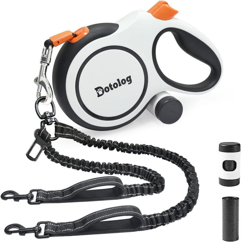 Retractable Dog Leash,16ft Retractable Lead with Bungee Leads for 2 Dogs,Double Leash with Dog Safety Harness Buckle, Ex
