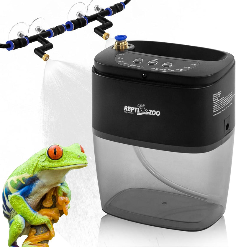 REPTI ZOO 800ml Portable Mister Fogger for Reptile Tank Enclosure - Terrarium Misting System With 2 Nozzles for Amphibia