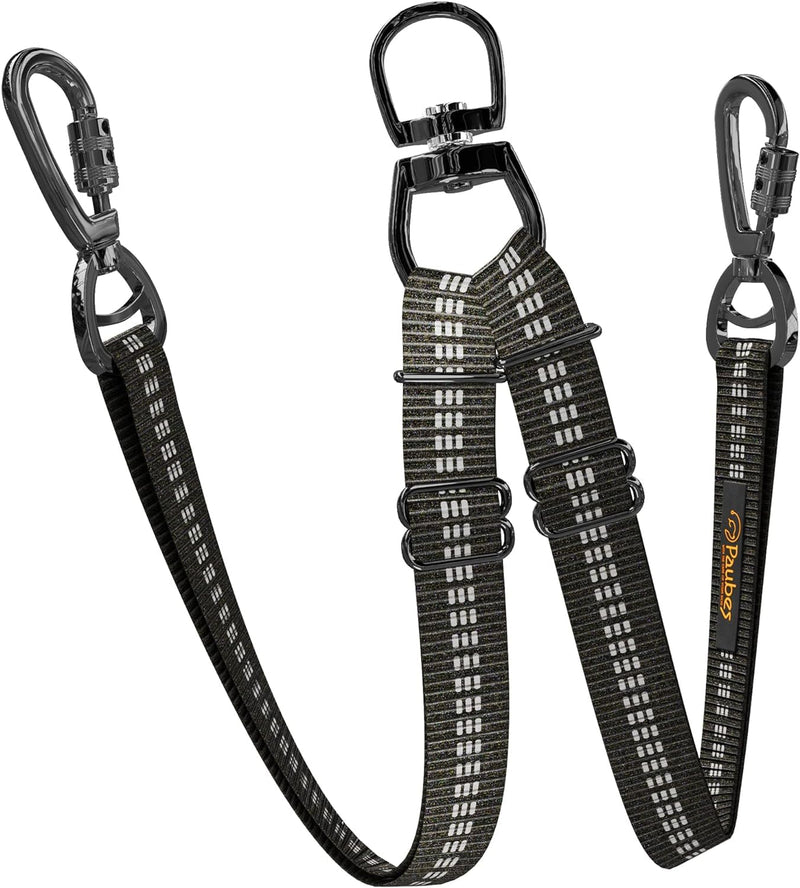 Double Dog Leash – Adjustable Length Long Leash for Dog Training – Dual Reflective Dog Leash with Non-Tangle Design – Heavy Duty Nylon and Metal Buckles – Ideal