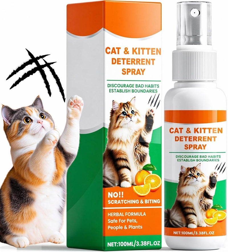 Cat Spray Deterrent, Cat Deterrent Spray for Furniture Protection, Natural Cat Training Spray for Cats to Stop Scratchin