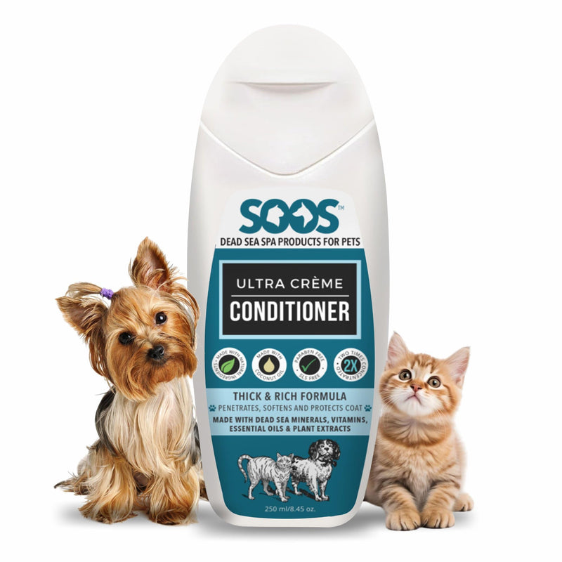 Soos Pets Ultra Crème Conditioner for Dogs and Cats | Natural Dead Sea Minerals | Smoothness, Polish Deeply | Absorbing with Vitamins Essential Oils Natural Ingredients - 250ml