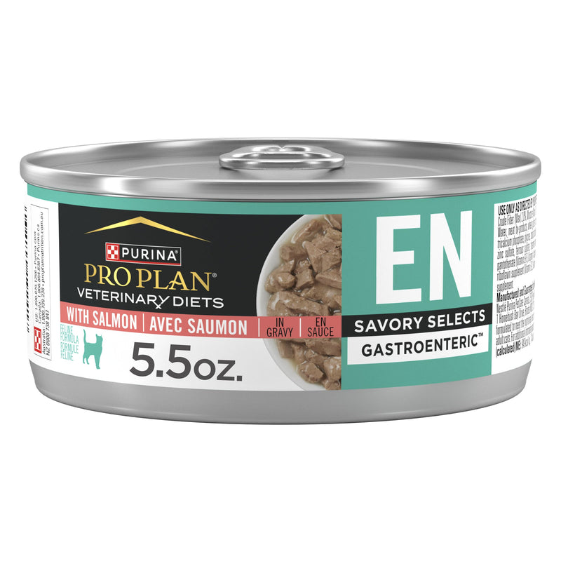 Pro Plan Veterinary Diets Purina EN Gastroenteric Feline Formulas Savory Selects in Sauce with Salmon Wet Cat Food - (Pack of 24) 5.5 oz. Cans