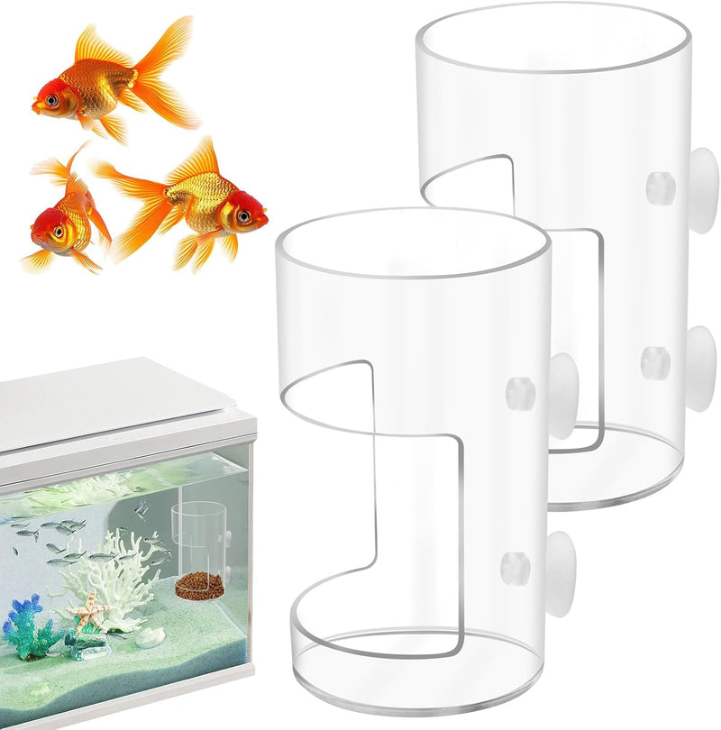 2Pcs Aquarium Fish Feeder Feeding Tray with Suction Cup, Feeding Tube Tank Divider Aquarium Breeder Box Fish Bowls Acces