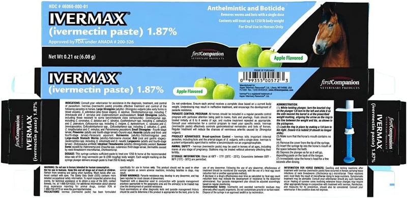 Ivermax Apple Flavored Ivermectin Equine Paste Dewormer - 2 Pack