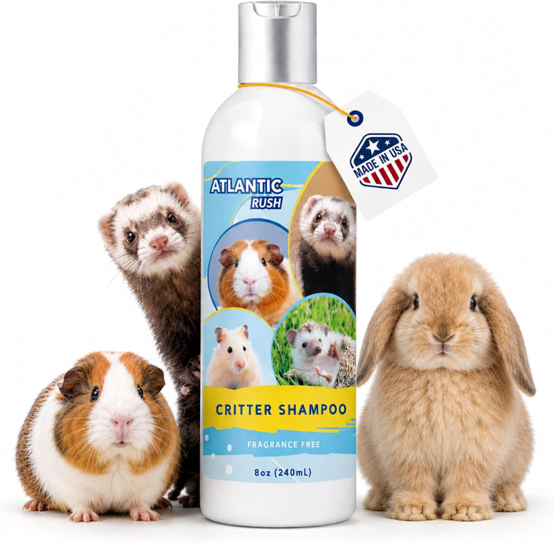 Critter Shampoo for Small Pets -Small Animal Fragrance & Detergent Free Shampoo - Sensitive Skin Shampoo for Ferrets, Guinea Pigs, Rabbits, Hedgehogs, Hamsters & Sugar Gliders (8 oz Fragrance Free)
