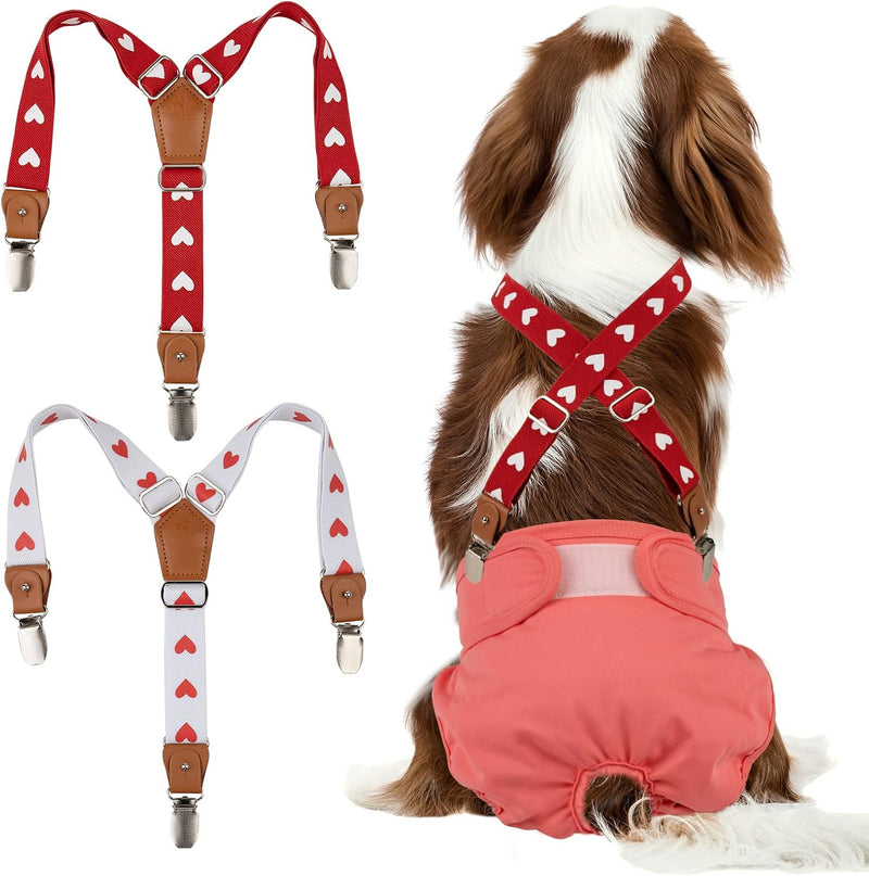 Pet Soft Dog Suspenders 2 Pieces Female Dog Diaper Suspenders for Dogs Diaper Keeper Suspender for Dogs Skirt, Dress, Di