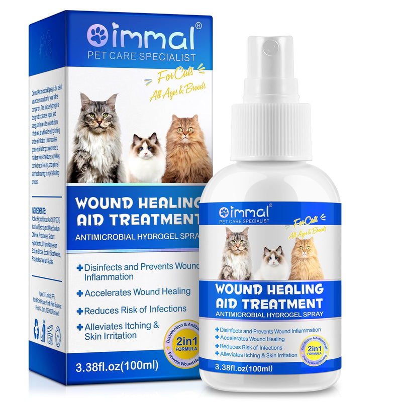 Cat Wound Care Spray - Wound Healing Aid Treatment for Cats Helps with Skin Repair for Wounds, Cats Irritated Skin & Itchy Skin, Scratching | Cats Supplement | Gentle Wound Care Spray - 3.38 Fl.oz