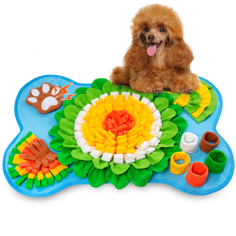 Snuffle Mat for Dogs, Pet Snuffle Mat for Small and Medium Dogs, Interactive Sniff Mat Feeding Mat for Puppies, Slow Feeder Dog Treat Mat for Training and Stress Relief (Bone Shape) (Blue, One Size)