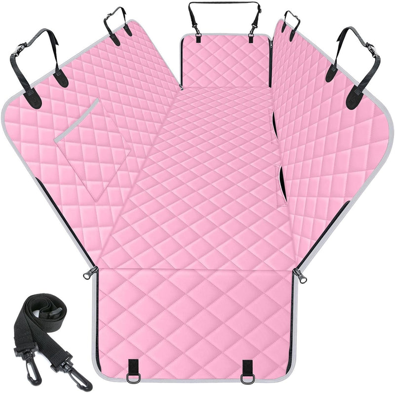Waterproof Dog Car Seat Cover for Back Seat, Pet Hammock-S, Pink/Grey